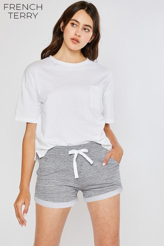 HEATHER GREY ATHLETIC FRENCH TERRY SHORTS – Barbed Edge Boutique